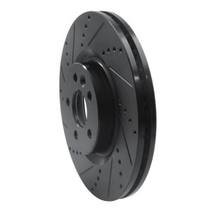 Jaguar E-Pace Brake Rotor (1) - Front Left - R1 Concepts - Drilled & Slotted - Black - `15-`19